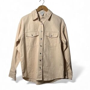 Forever 21 Blush Denim Button Down Oversized Shirt NEW sz Small